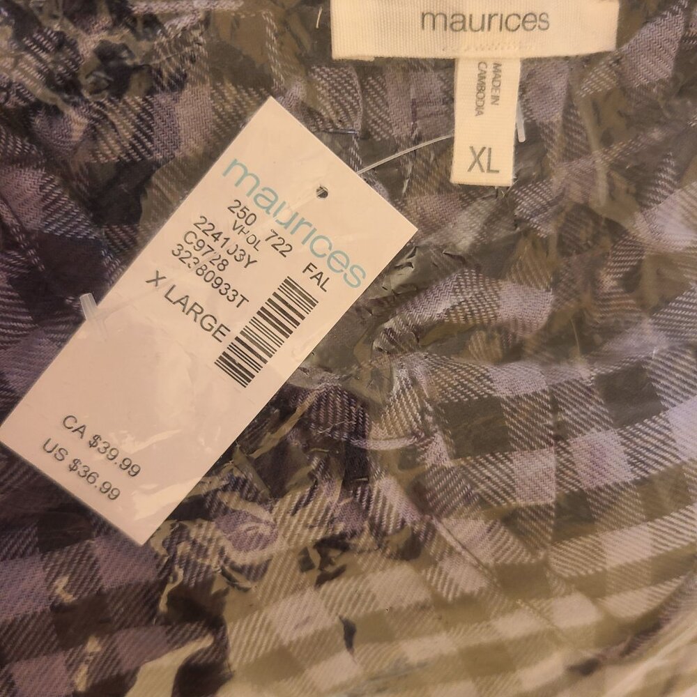 Maurices Buffalo Check Notch Neck Blouse - XL - Picture 5 of 6